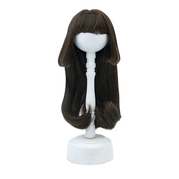 Перука за коса кукла Blythe дължина 9-10 инча дължина от 25 см, права, черна, кафява, огнеупорни жично материал за кукли за момичета и момчета 