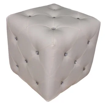 Табуретка Forza White под формата на куб с кристални вложки WTF1343 бял