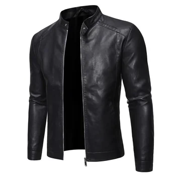 Мъжко яке изкуствена кожа мотоциклетът 8Xl, мъжки якета, черни връхни дрехи Jaqueta De Couro Masculina, мъжки палта от изкуствена кожа, марка