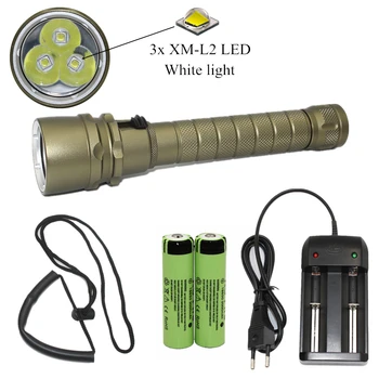 3000ЛМ L2 led фенерче водоустойчива за гмуркане, фенер за гмуркане, ловно лампа + 18650 батерия + зарядно устройство