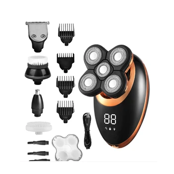 Мокра суха самобръсначка за мъже, машинка за оформяне на брада, самобръсначка, акумулаторна машина за бръснене налысо, LCD дисплей, комплект за грижа